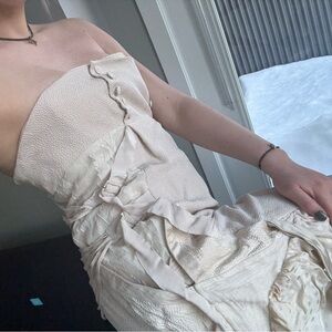 BCBGMaxAzria Cream Strapless Dress